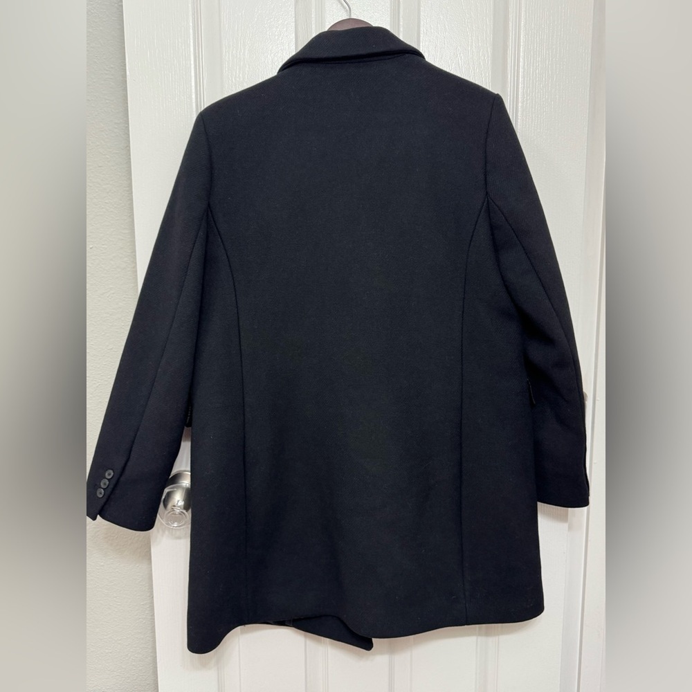 Mango Dali Wool Blend Black Coat NWT Women’s Size L Structured Blazer Coat - Picture 3 of 9